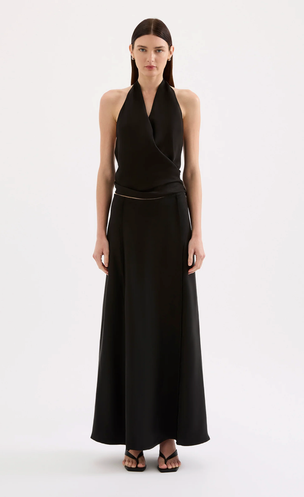 Leon Cupro Maxi Skirt - Black