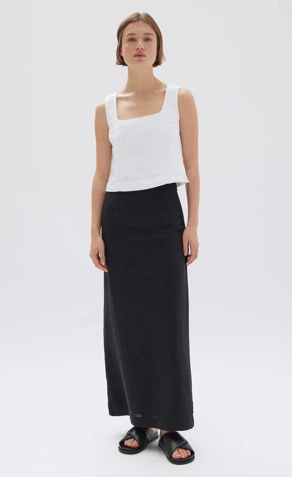 Solis Linen Maxi Skirt - Black