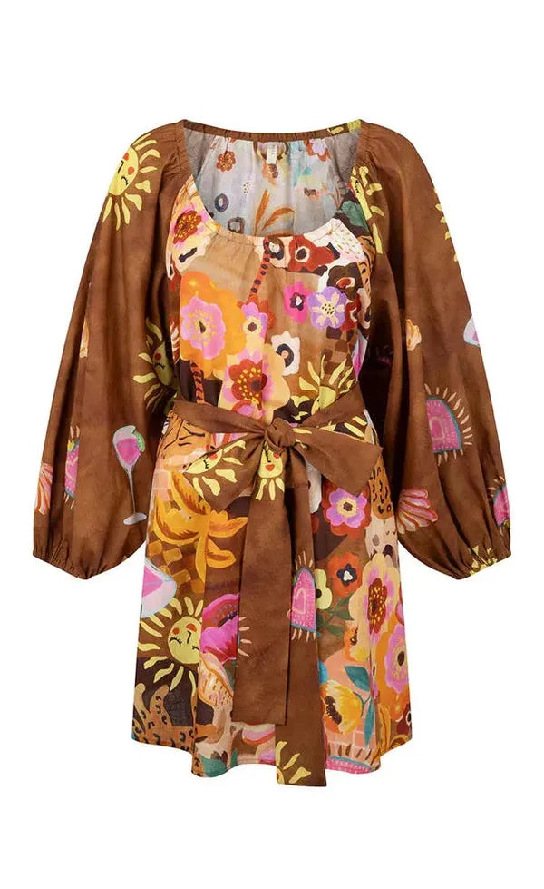 Birth of Venus Tunic Dress - Caramel COMING SOON