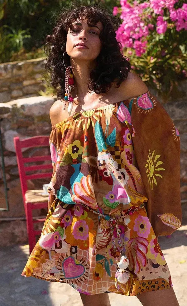 Birth of Venus Tunic Dress - Caramel COMING SOON