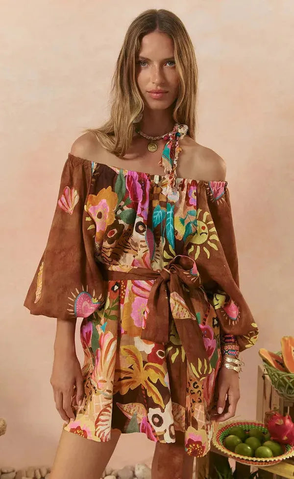 Birth of Venus Tunic Dress - Caramel COMING SOON