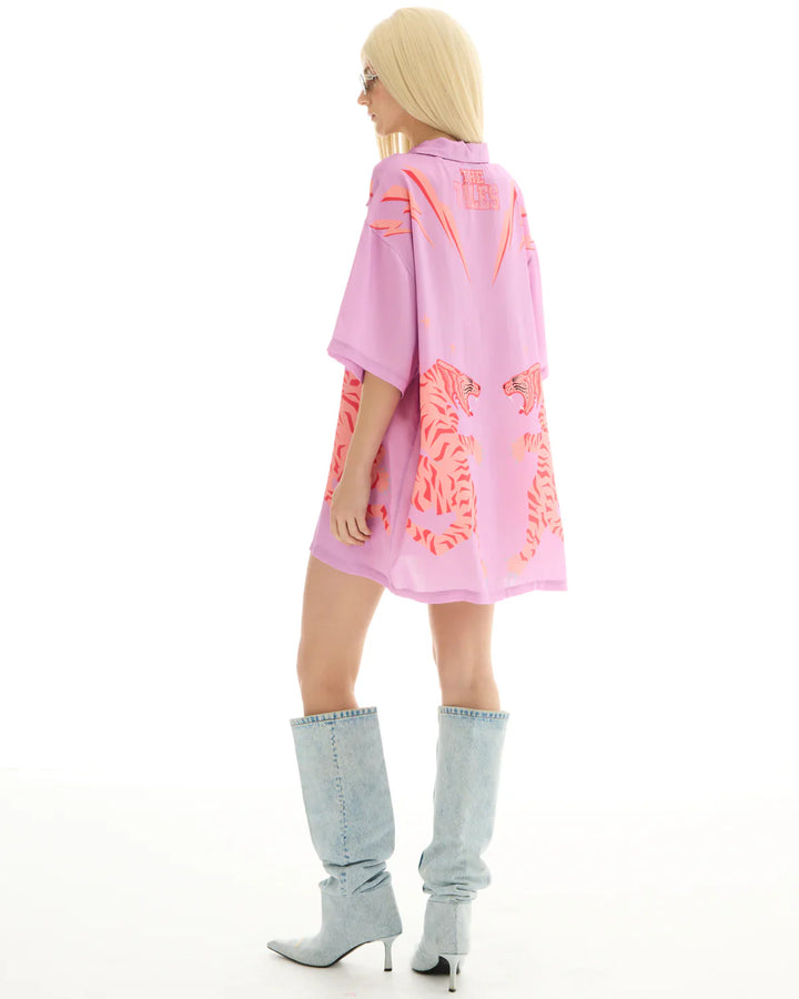 Osaka Silk Tiger Shirt Dress