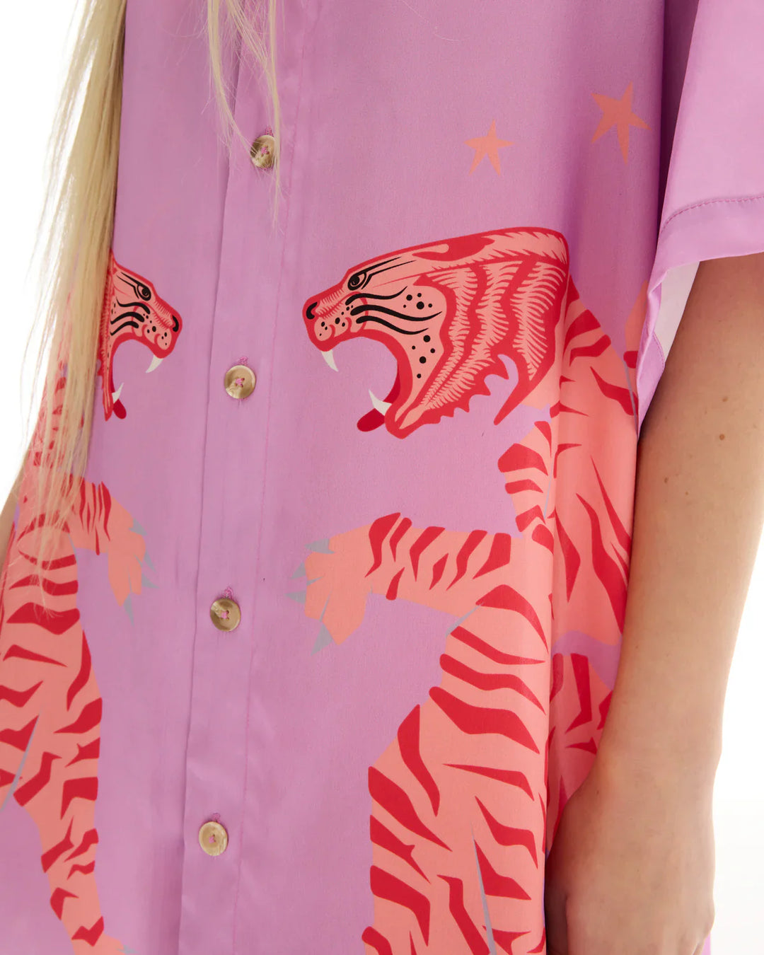 Osaka Silk Tiger Shirt Dress