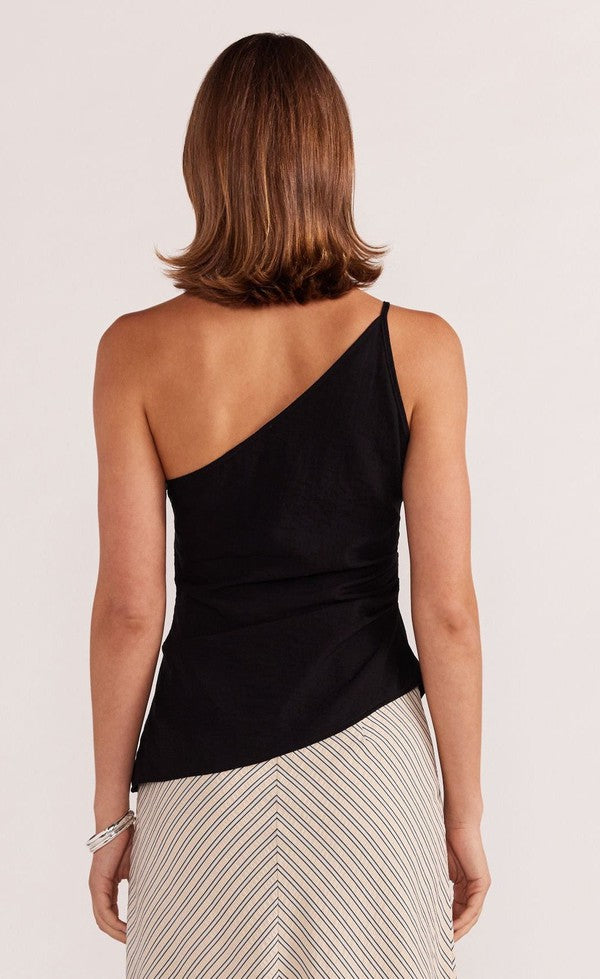 EVA ONE SHOULDER TOP - BLACK