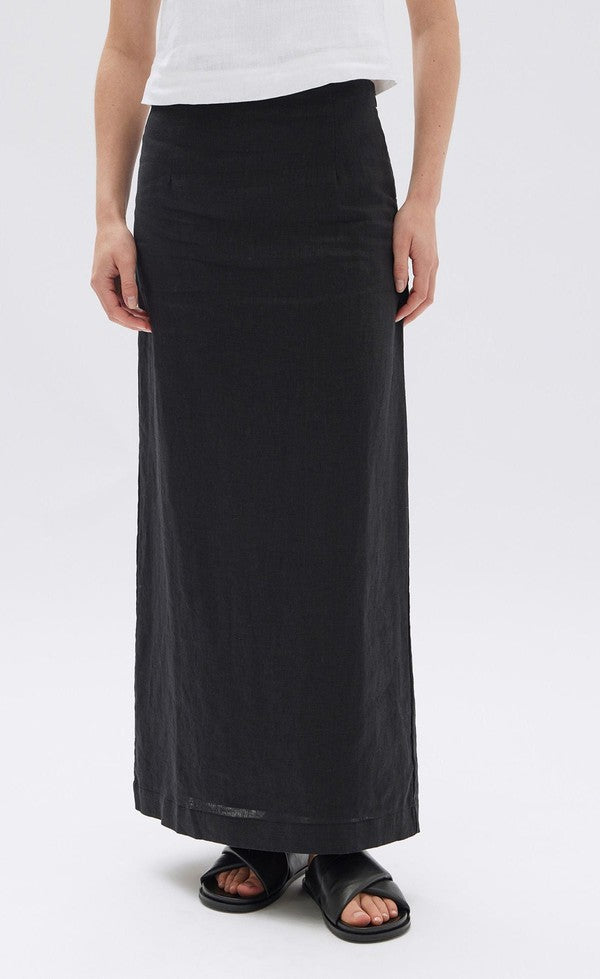 Solis Linen Maxi Skirt - Black