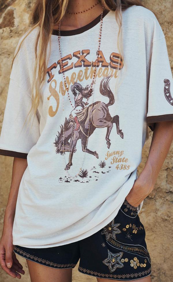 Texas Sweetheart Oversized Biker Tee