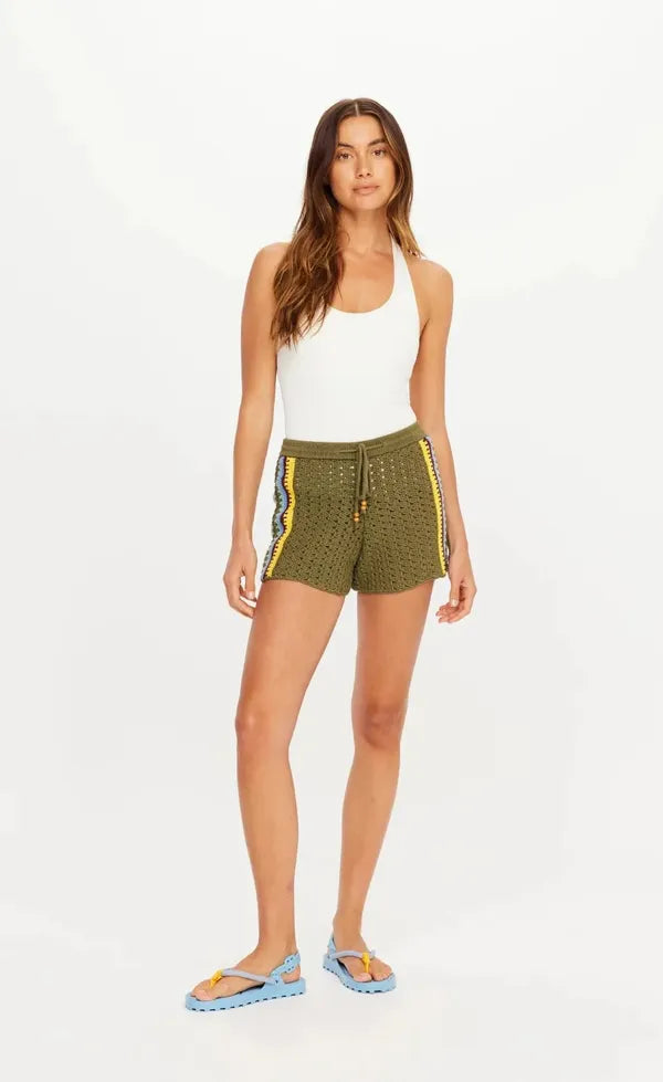 Brasilia Evie Crochet Short - Olive