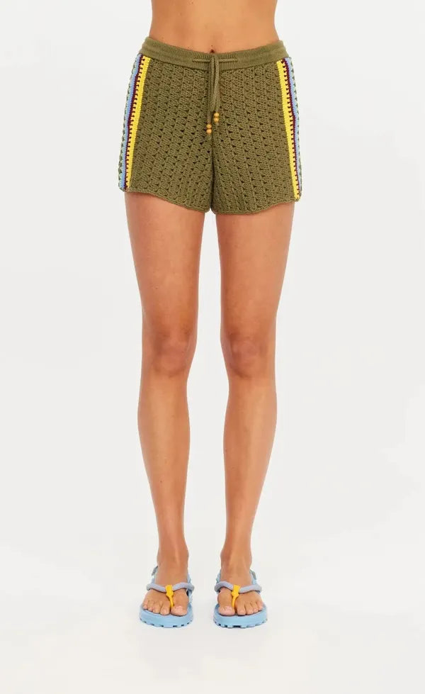 Brasilia Evie Crochet Short - Olive