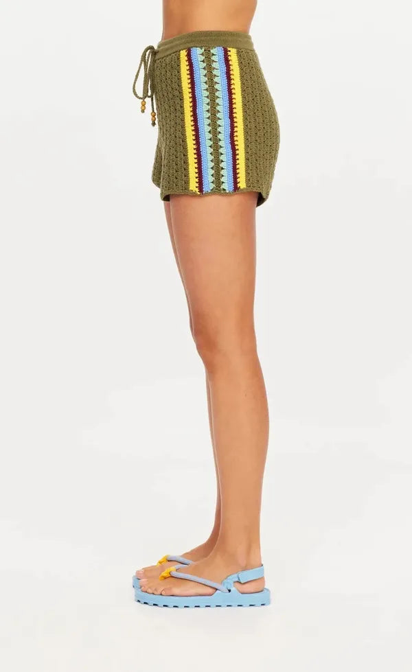 Brasilia Evie Crochet Short - Olive