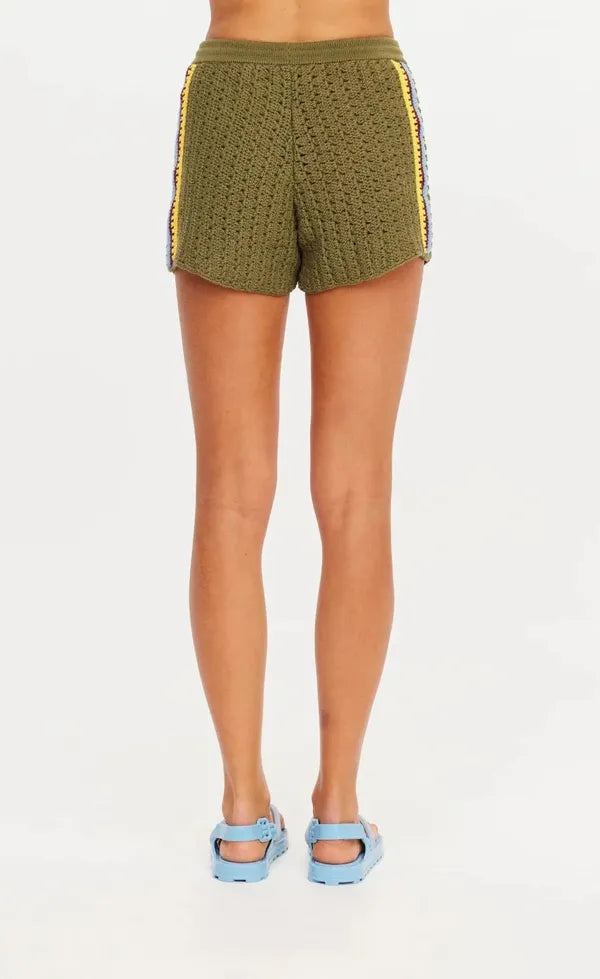 Brasilia Evie Crochet Short - Olive
