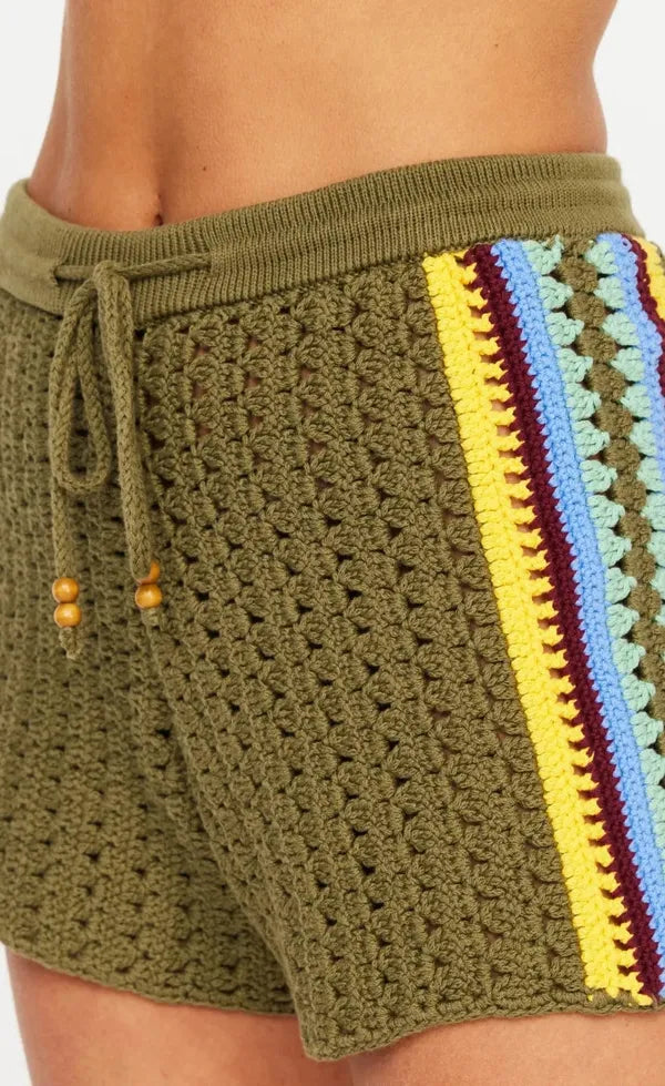 Brasilia Evie Crochet Short - Olive