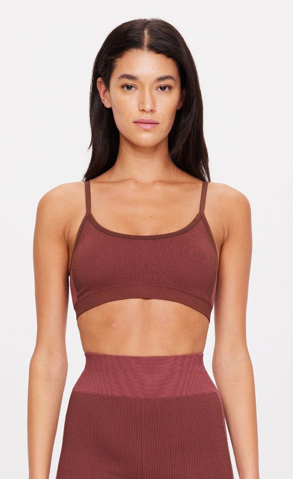 Ribbed Seamless Ballet Bra - Brown