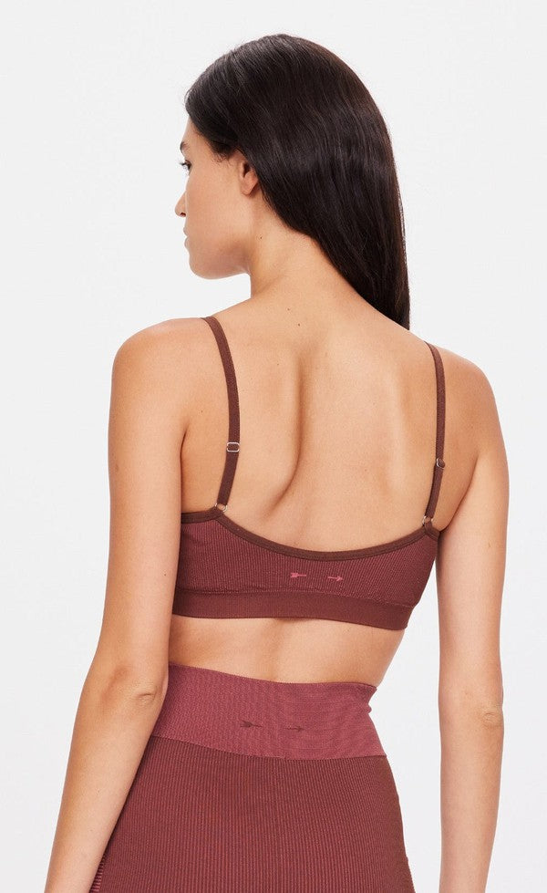 Ribbed Seamless Ballet Bra - Brown