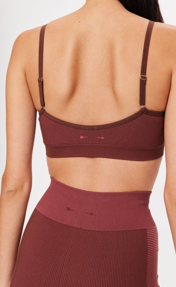 Ribbed Seamless Ballet Bra - Brown