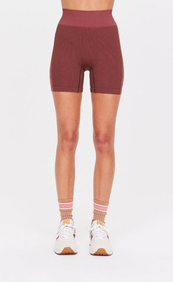 Ribbed Seamless 5IN Spin Short - Brown