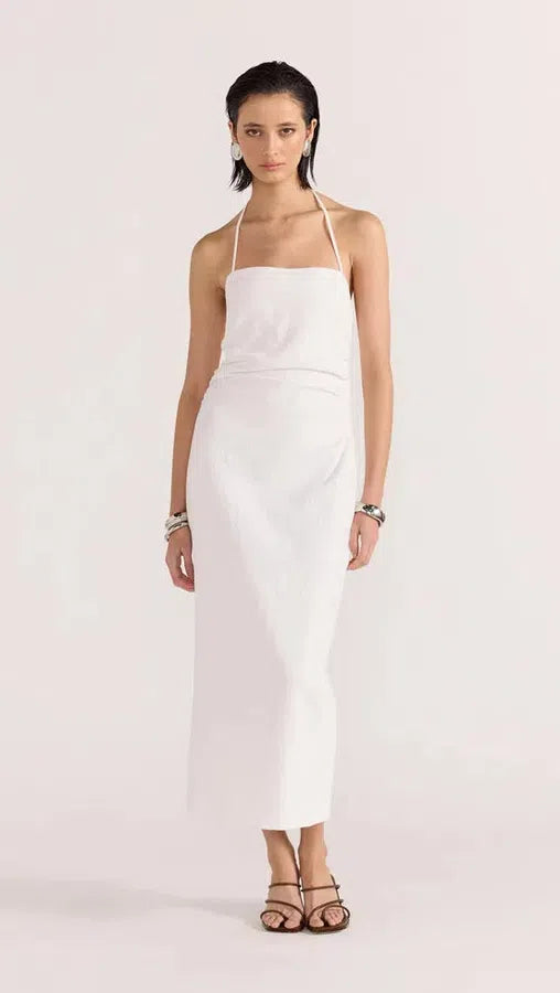 Athena Halter Midi Dress - White