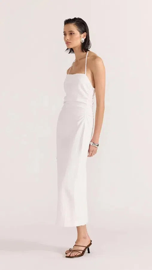 Athena Halter Midi Dress - White