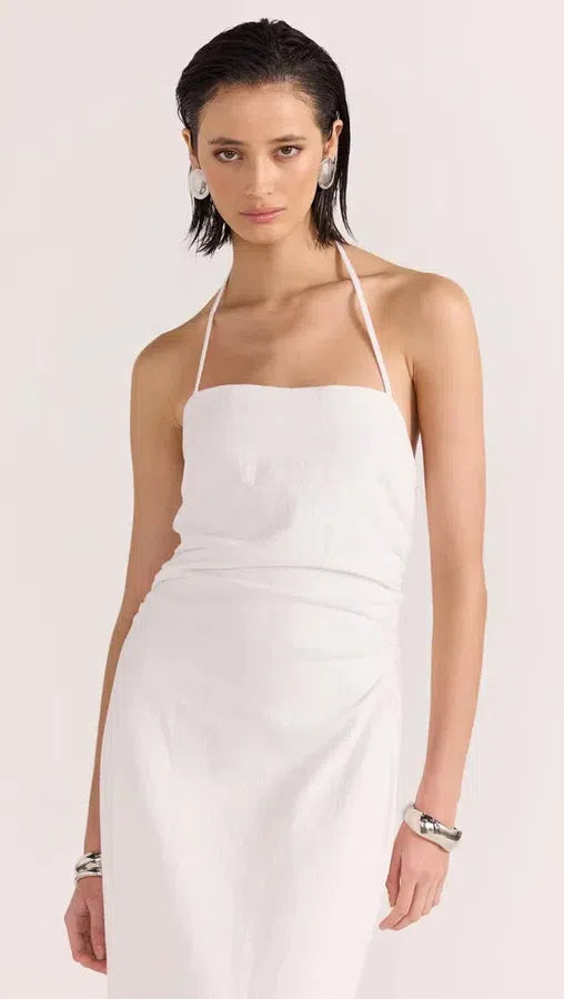 Athena Halter Midi Dress - White