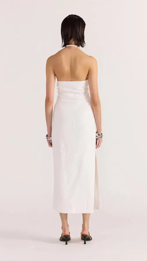 Athena Halter Midi Dress - White