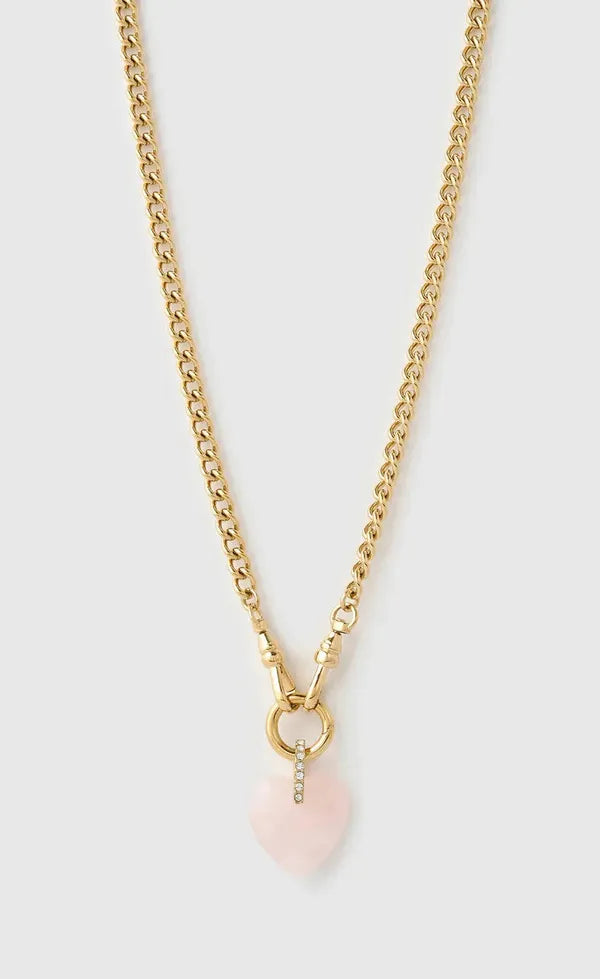 Violet Heart Necklace - Rose Quartz