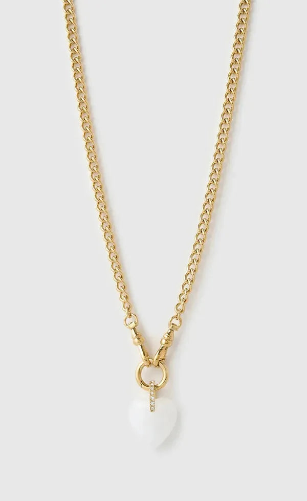 Violet Heart Necklace - White Agate