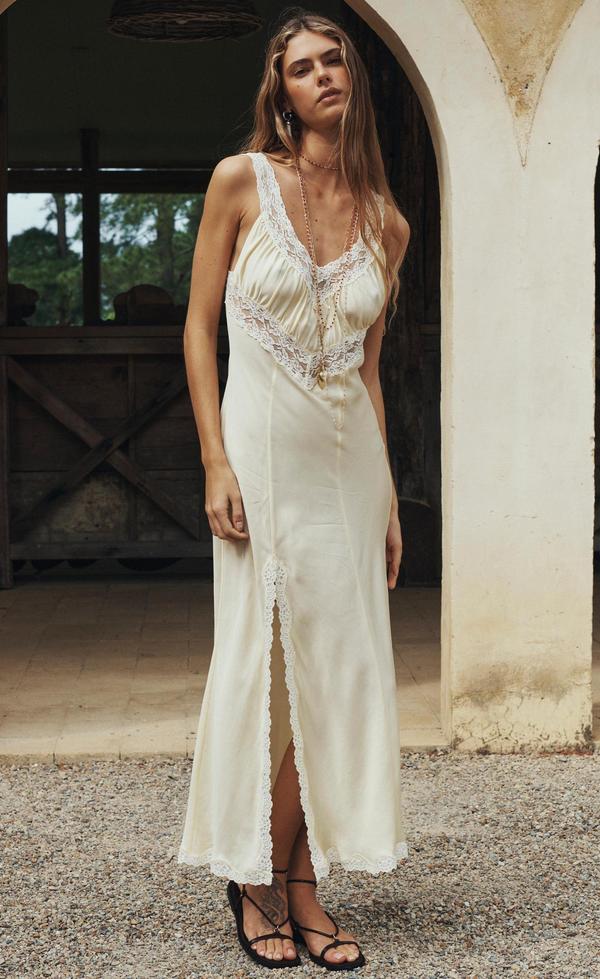 Vina Lace Slip Dress- Butter