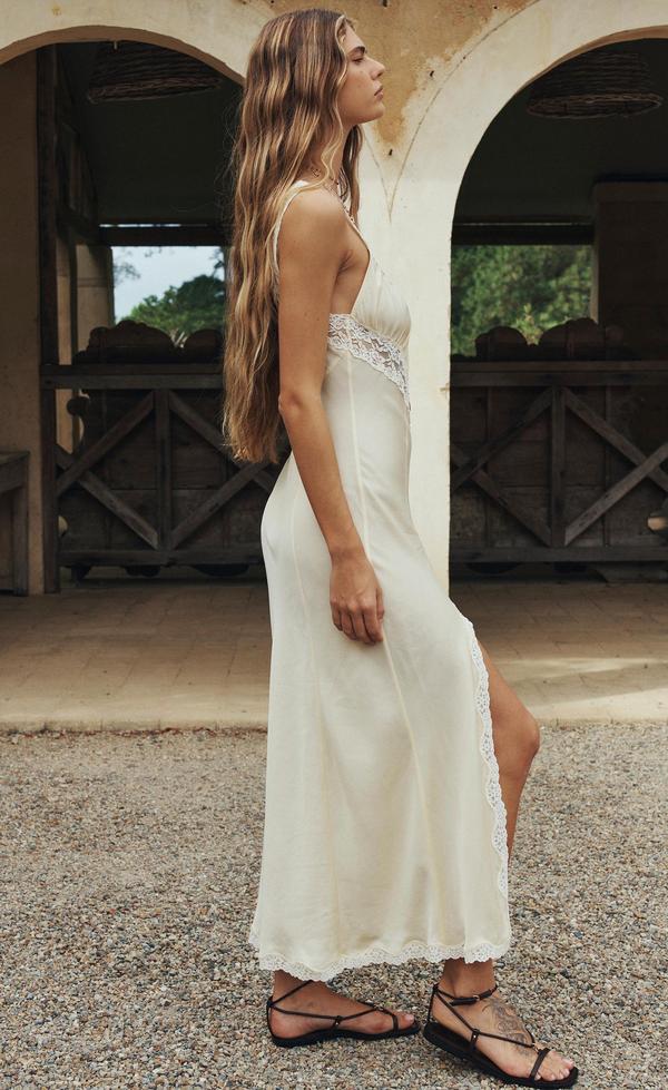 Vina Lace Slip Dress- Butter