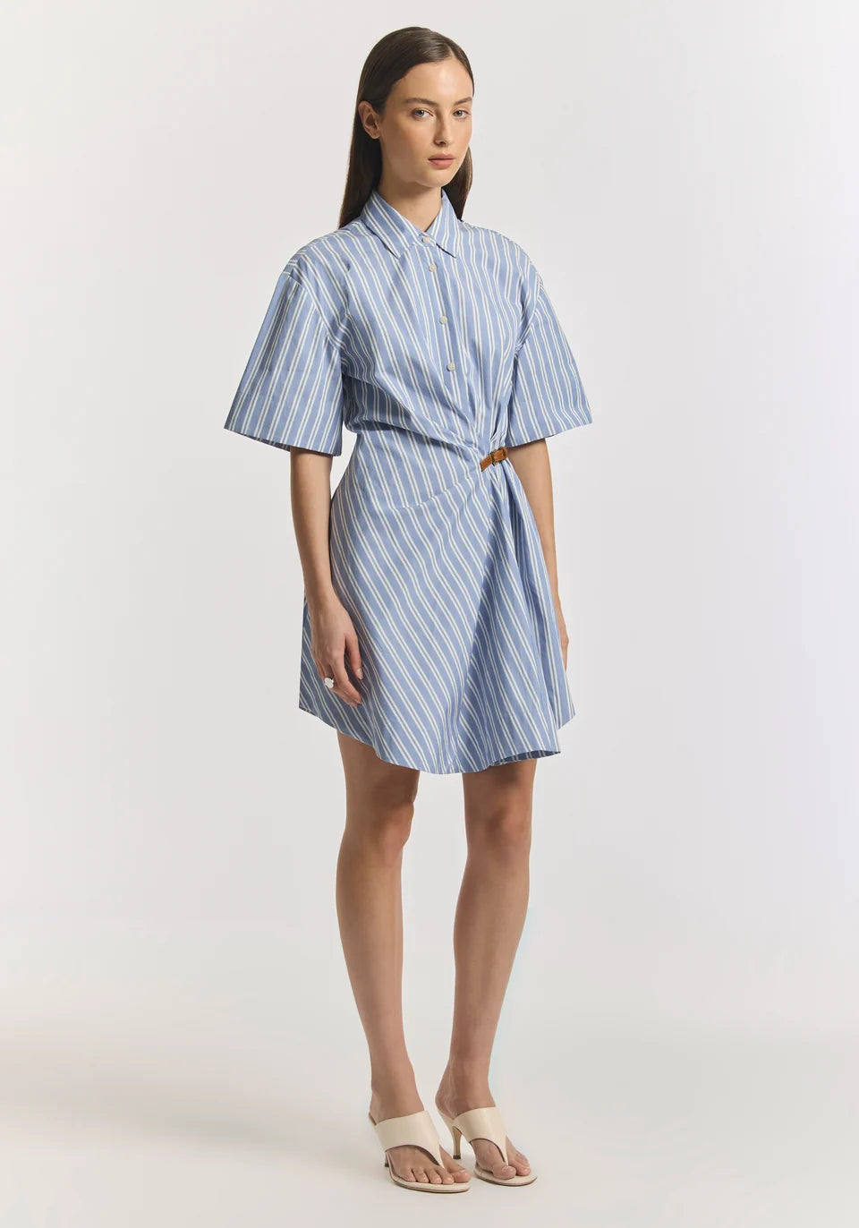 Peaches Shirt Dress - Mist Stripe