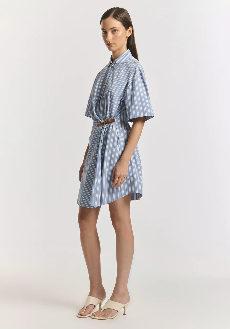 Peaches Shirt Dress - Mist Stripe