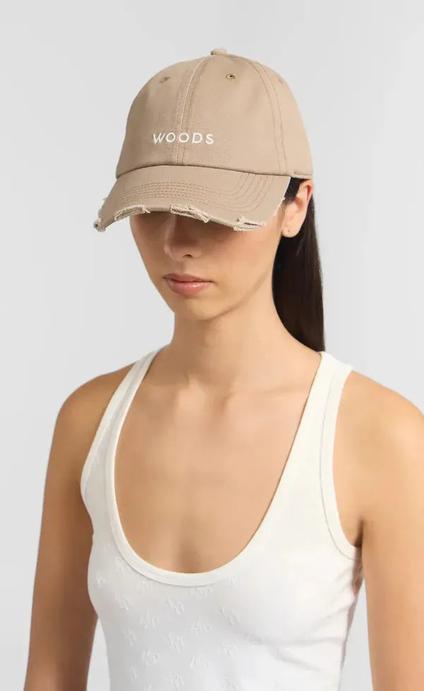 Woods Distressed Cap - Latte