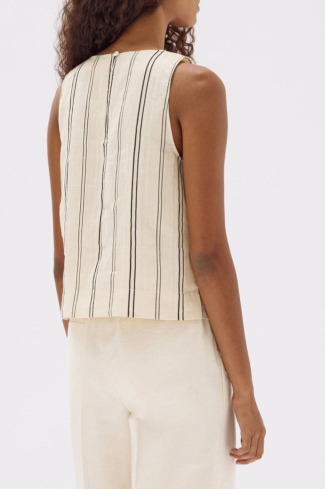 Milos Sleeveless Top - Cream/Black