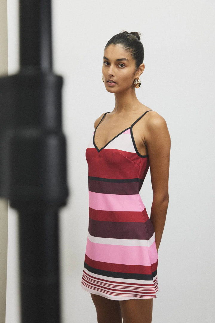 Bias Mini Dress Fuchsia Stripe