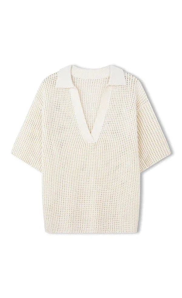 Milk Cotton Crochet Shirt