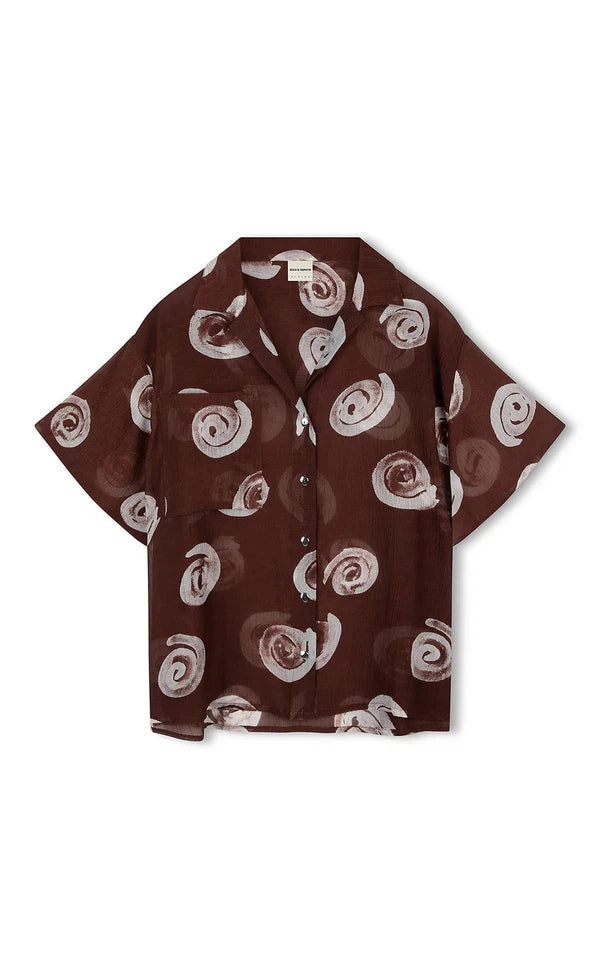 Cocoa Swirl Sheer Textured Shirt