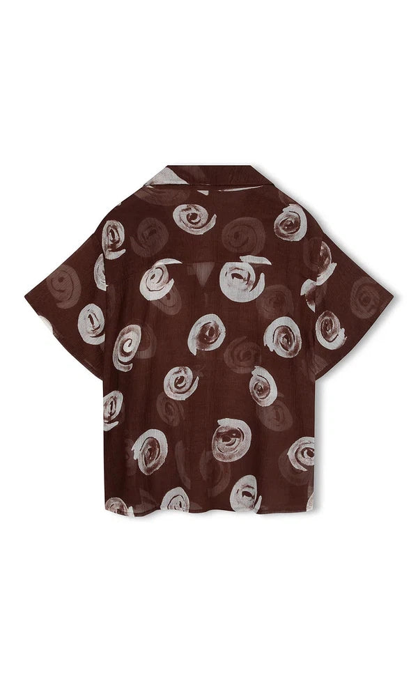 Cocoa Swirl Sheer Textured Shirt