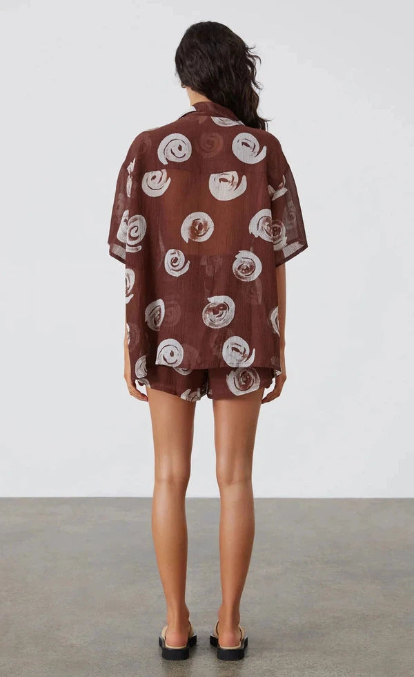 Cocoa Swirl Sheer Textured Shirt