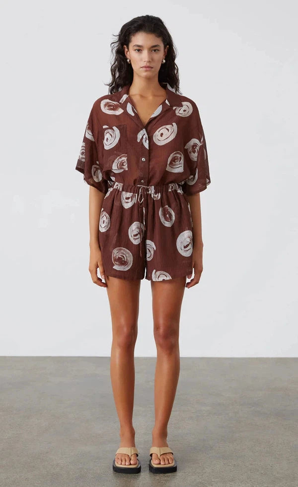 Cocoa Swirl Sheer Textured Short