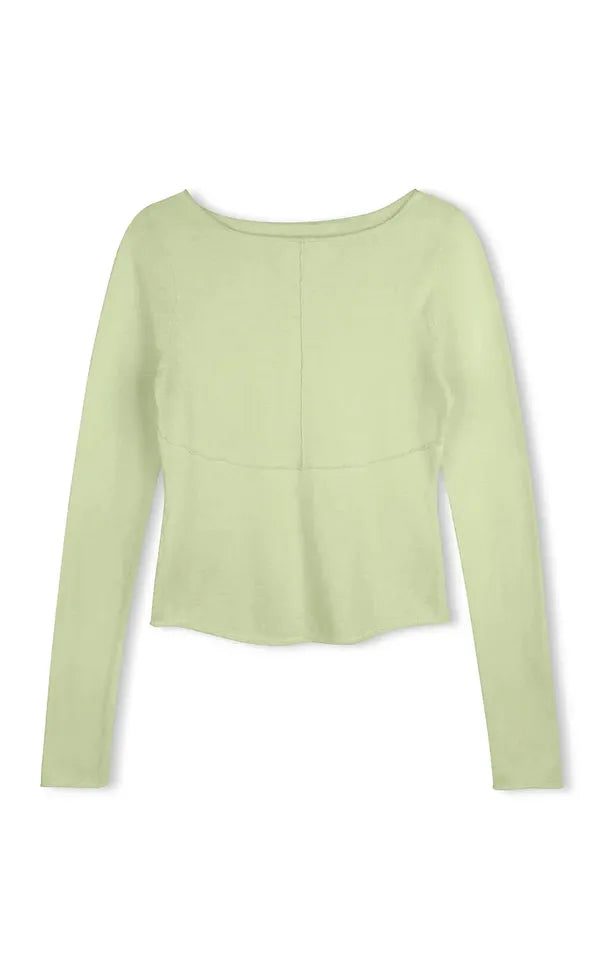 Panelled Long Sleeve Knit Top - Pistachio