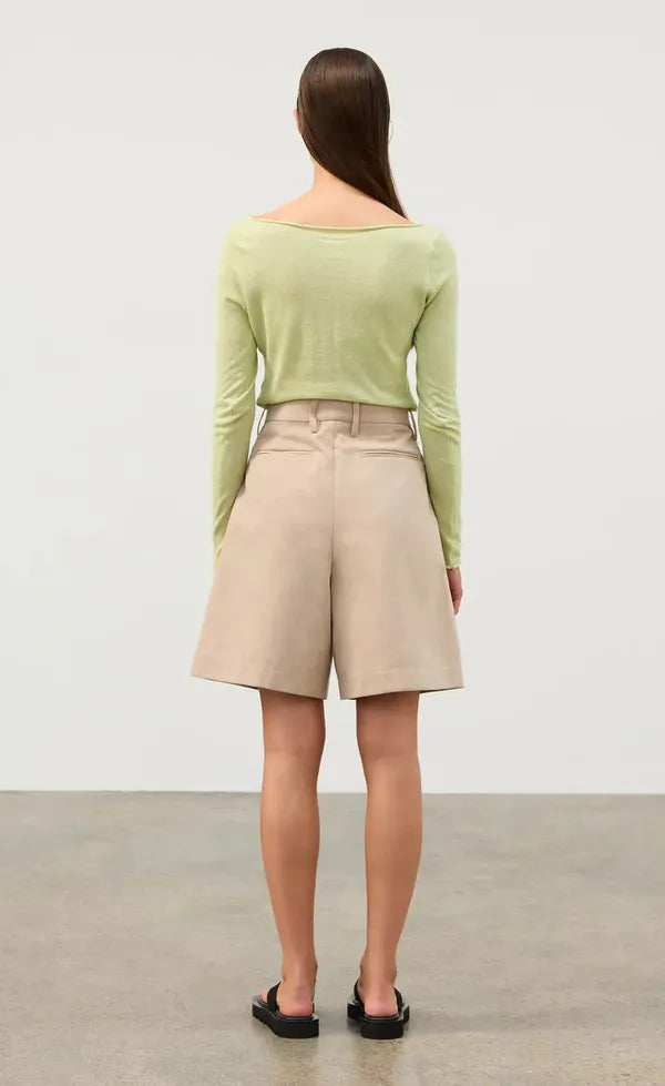 Panelled Long Sleeve Knit Top - Pistachio