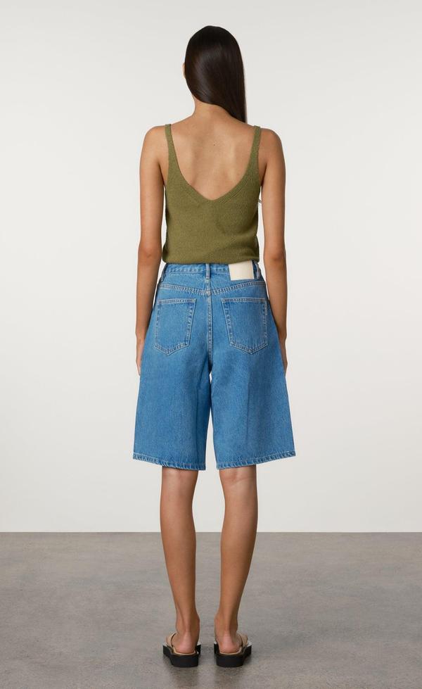 Recycled Denim Walk Shorts - Bright Blue