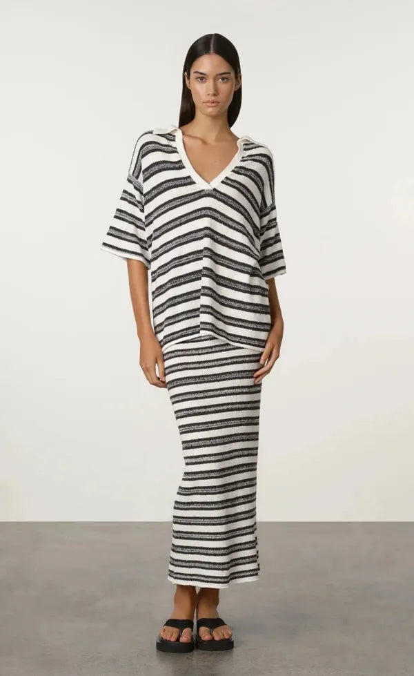 Marle Stripe Texture Knit Shirt