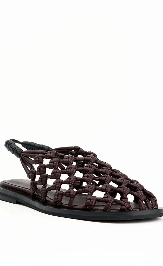 Elki - Leather Woven Sandal - Choc
