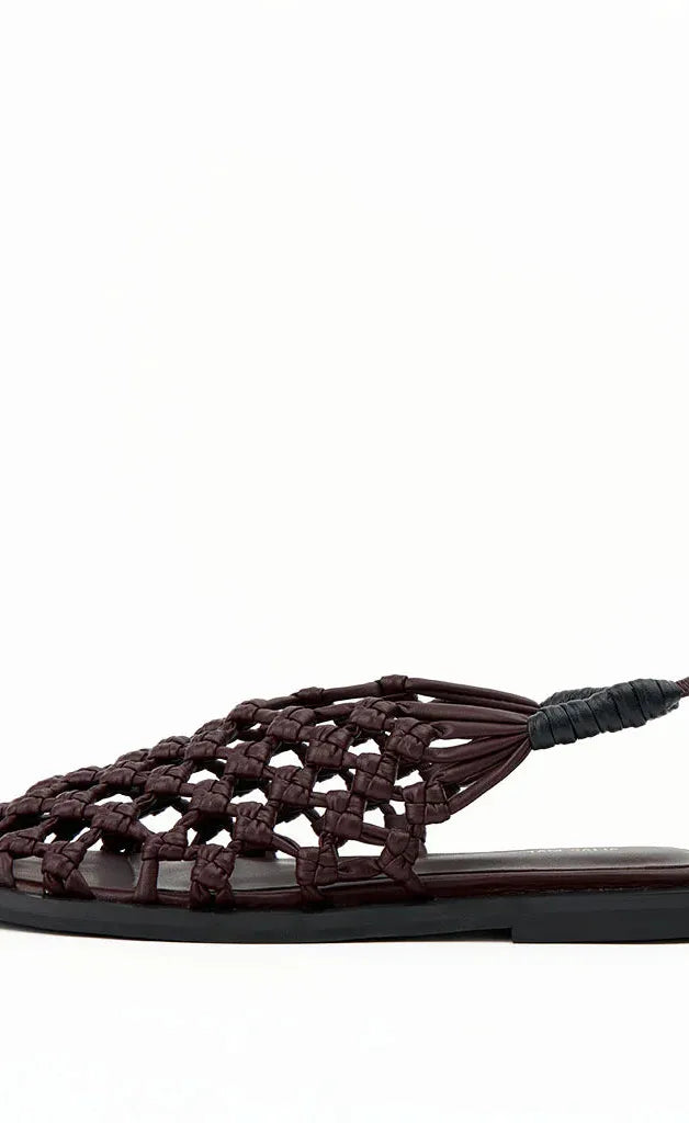 Elki - Leather Woven Sandal - Choc