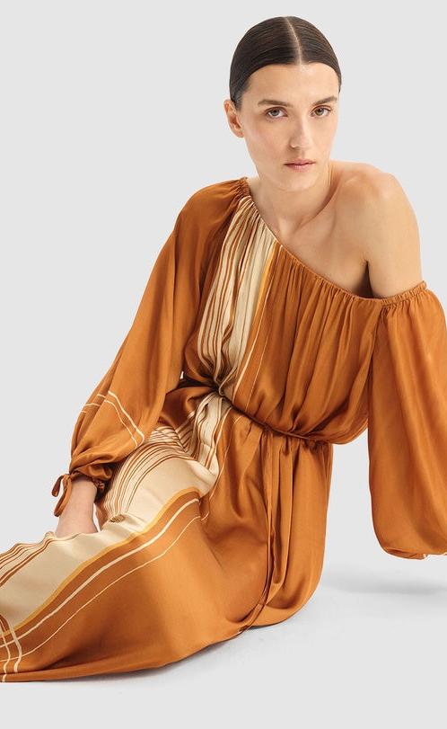 Aries One Shoulder Dress - Spice