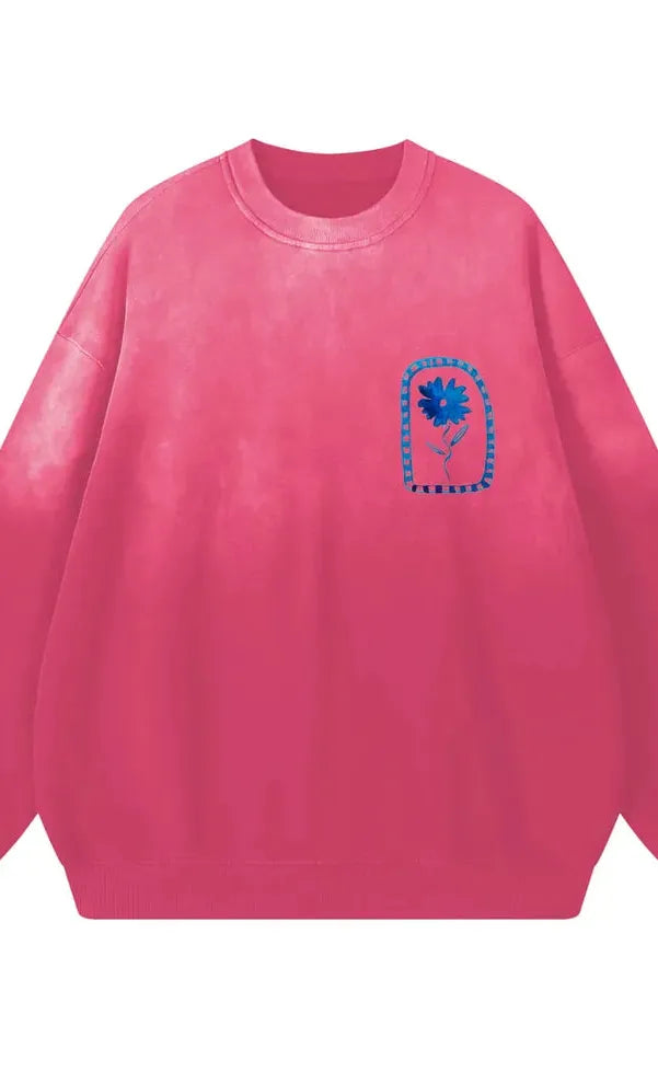 Sun Fade Flower Crew Neck - Pink  COMING SOON