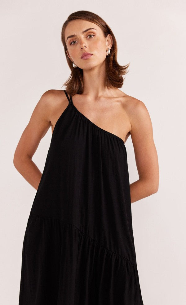 EVA ONE SHOULDER MAXI DRESS - BLACK