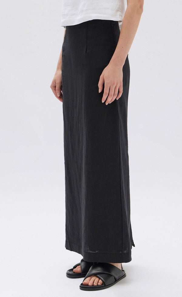 Solis Linen Maxi Skirt - Black