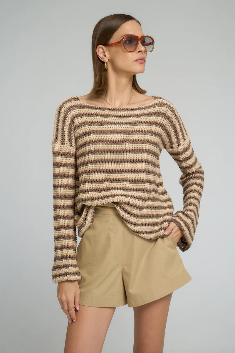 Collectiva Stripe Knit Top Earth Stripe