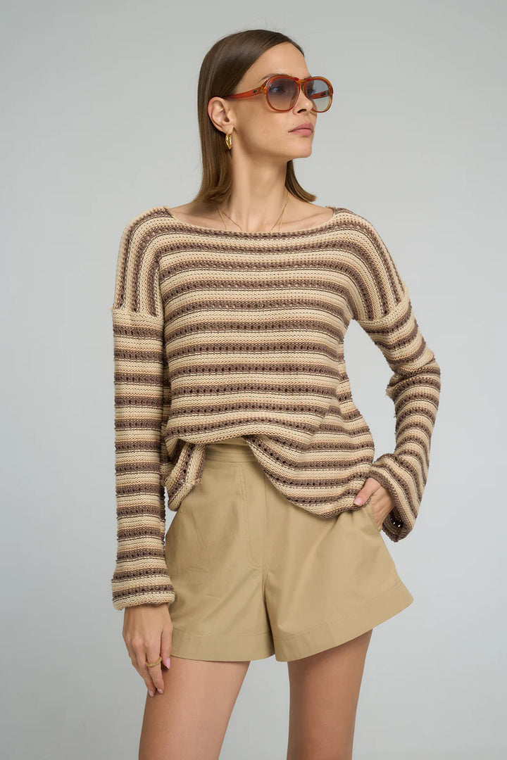 Collectiva Stripe Knit Top Earth Stripe
