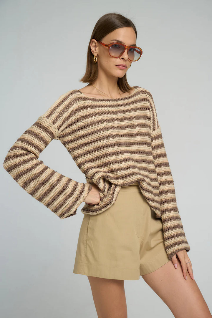 Collectiva Stripe Knit Top Earth Stripe